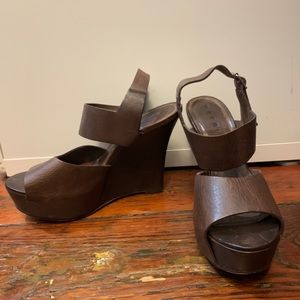 Marni brown leather wedge sandals